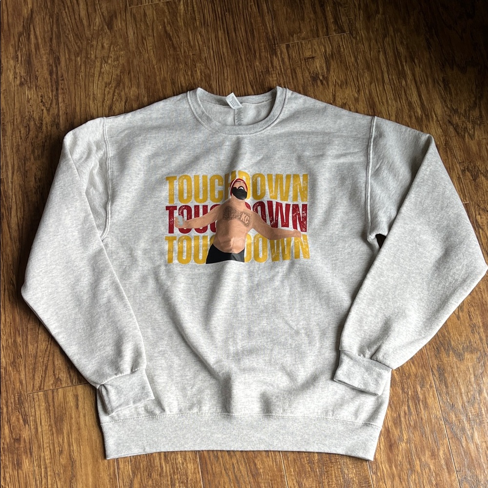 Gray Jason Kelce ‘Touchdown' Graphic Crewneck Sweatshirt